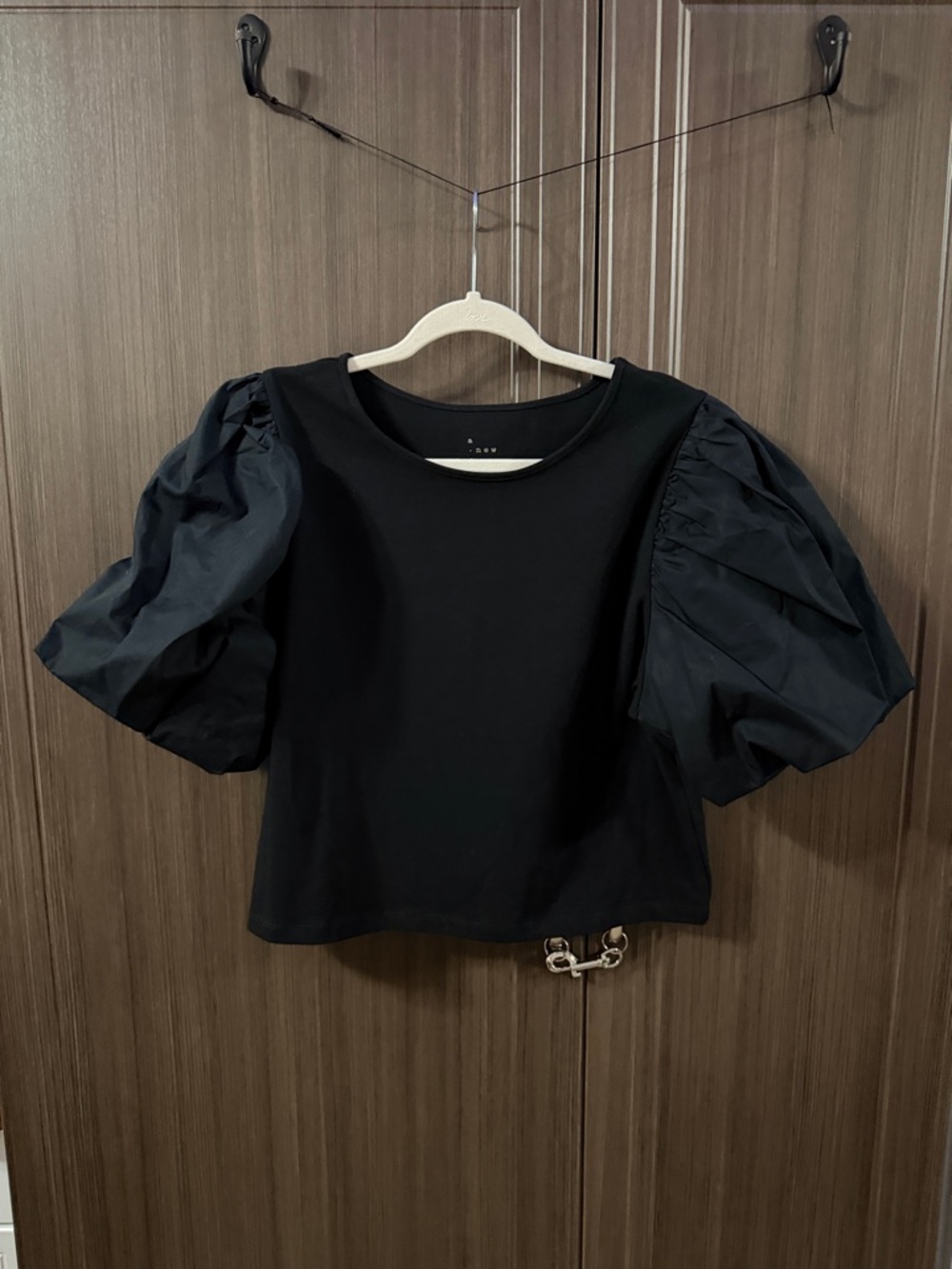 a new day Black Puff-Sleeve Crop Top